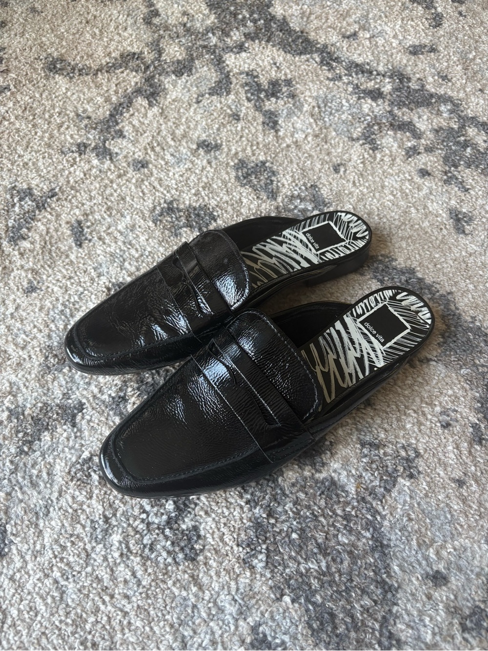 Black Slip-On Loafer Mules